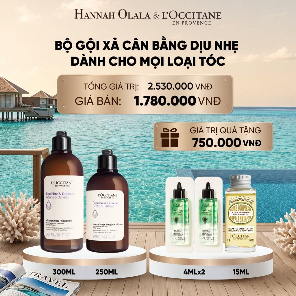  SET GỘI XẢ L'OCCITANE CÂN BẰNG DỊU NHẸ CHO MỌI LOẠI DA ĐẦU 