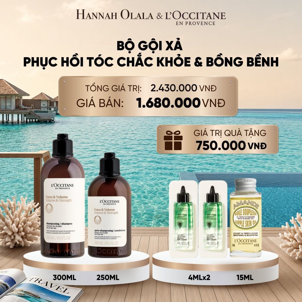  SET GỘI XẢ L'OCCITANE DƯỠNG TÓC BỒNG BỀNH 