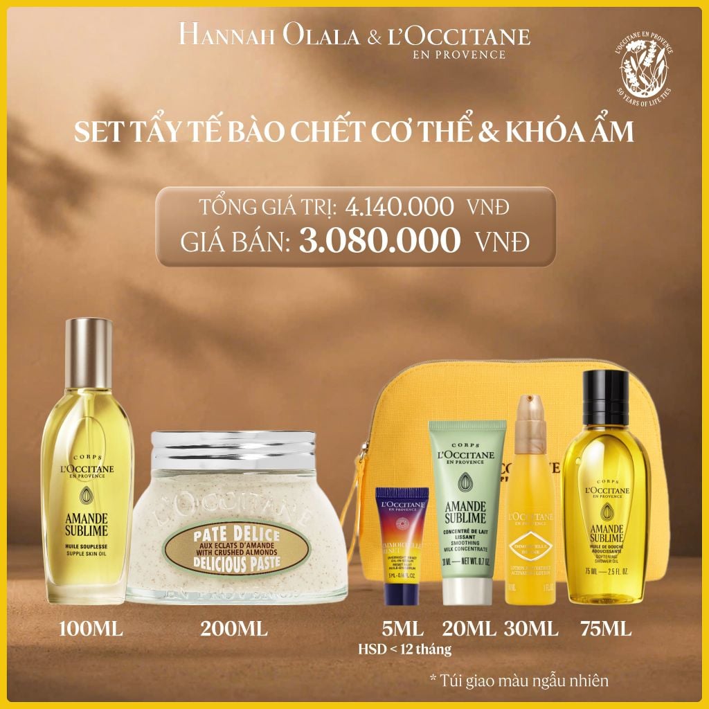  SET TẨY TẾ BÀO CHẾT CƠ THỂ & KHÓA ẨM LOCCITANE 