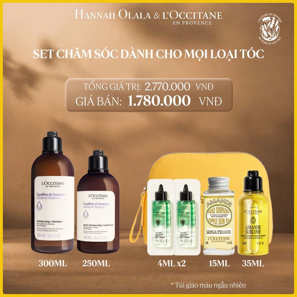  SET GỘI XẢ LOCCITANE CÂN BẰNG DỊU NHẸ CHO MỌI LOẠI DA ĐẦU 