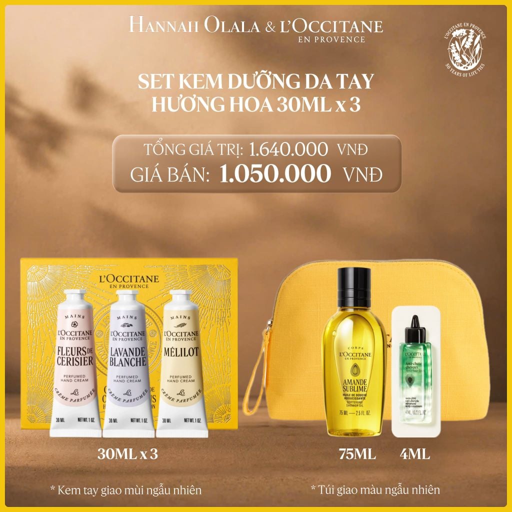  SET KEM DƯỠNG DA TAY HƯƠNG HOA LOCCITANE 30ML x 3 