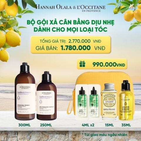  SET GỘI XẢ LOCCITANE CÂN BẰNG DỊU NHẸ CHO MỌI LOẠI DA ĐẦU - A2549 
