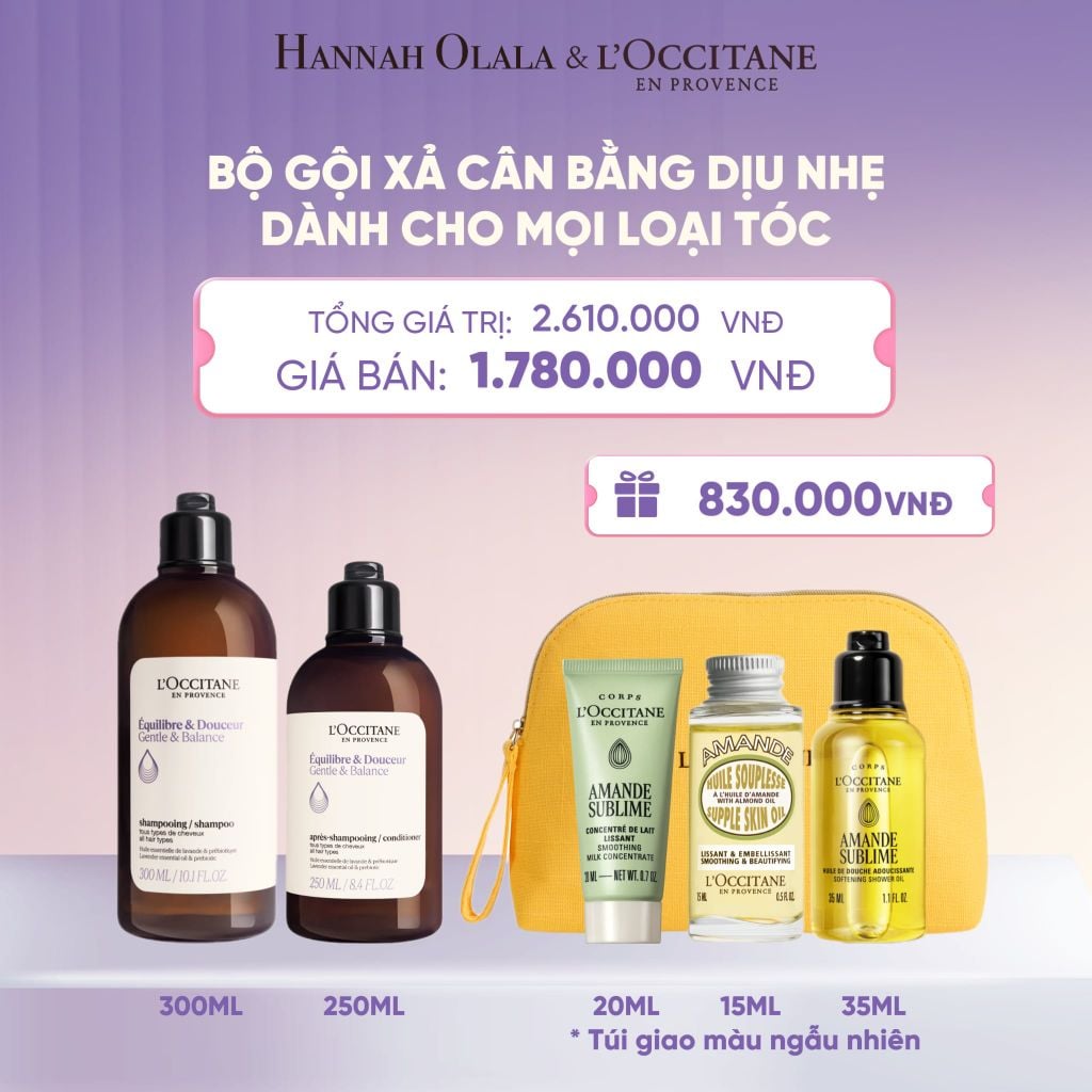  SET GỘI XẢ LOCCITANE CÂN BẰNG DỊU NHẸ CHO MỌI LOẠI DA ĐẦU - H075 