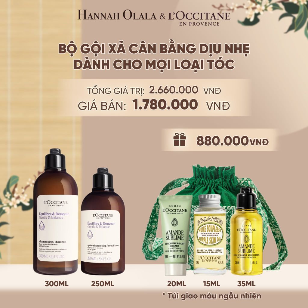  SET GỘI XẢ LOCCITANE CÂN BẰNG DỊU NHẸ CHO MỌI LOẠI DA ĐẦU - A1508 