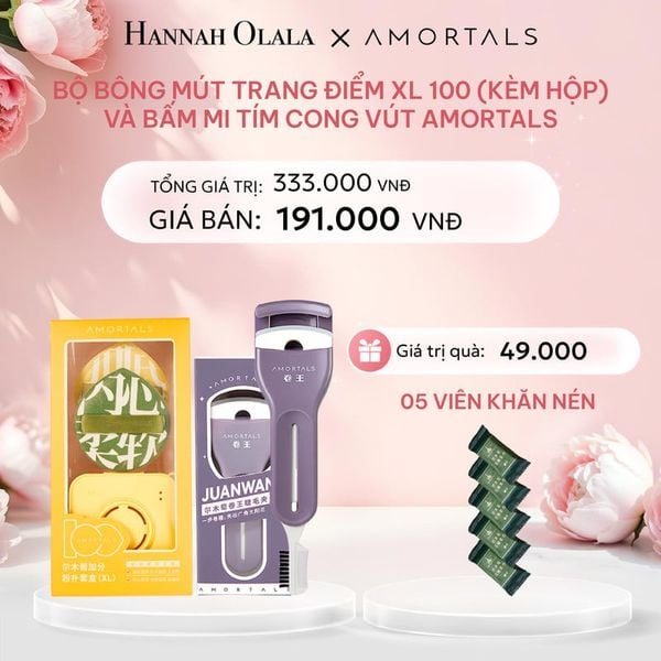  E473: DEAL 4: BỘ BÔNG MÚT TRANG ĐIỂM XL 100 (KÈM HỘP) VÀ BẤM MI TÍM CONG VÚT AMORTALS 