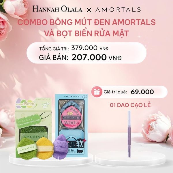  E474: DEAL 5: COMBO BÔNG MÚT ĐEN CAO CẤP AMORTALS VÀ BỌT BIỂN RỬA MẶT 