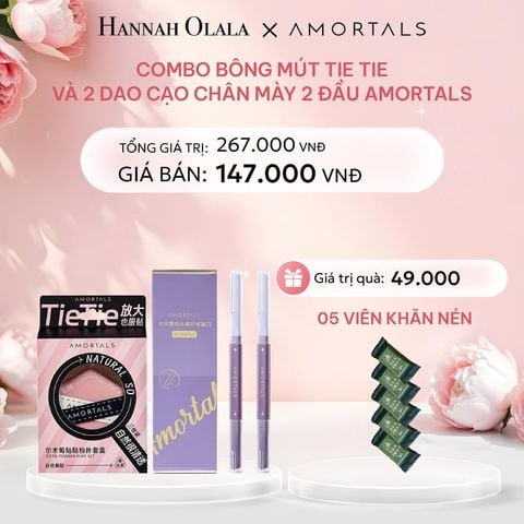  E476: DEAL 7: COMBO BÔNG MÚT TIE TIE VÀ 2 DAO CẠO CHÂN MÀY 2 ĐẦU AMORTALS 