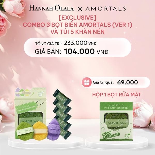  E468: DEAL 14: [EXCLUSIVE] COMBO 3 BỌT BIỂN LÀM SẠCH AMORTALS (VER 1) + TÚI 5 KHĂN NÉN 