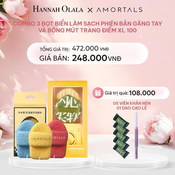  E469: DEAL 15: COMBO 3 BỌT BIỂN LÀM SẠCH PHIÊN BẢN GĂNG TAY VÀ BÔNG MÚT TRANG ĐIỂM XL 100 