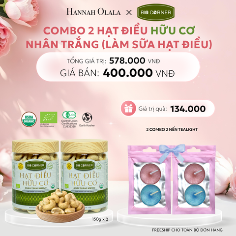  E143: DEAL 8: COMBO 2 HẠT ĐIỀU HỮU CƠ NHÂN TRẮNG (LÀM SỮA HẠT ĐIỀU) (150G) 