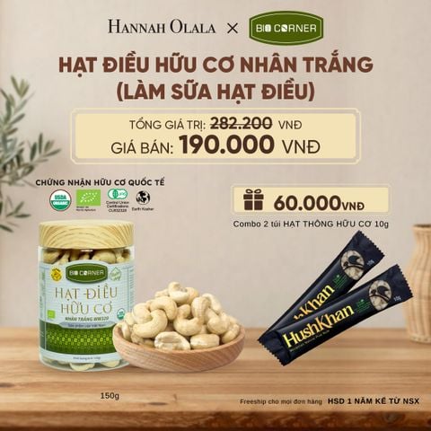  HẠT ĐIỀU NHÂN TRẮNG (LÀM SỮA HẠT ĐIỀU) TẶNG COMBO 2 TÚI HẠT THÔNG HỮU CƠ 10G - D308 
