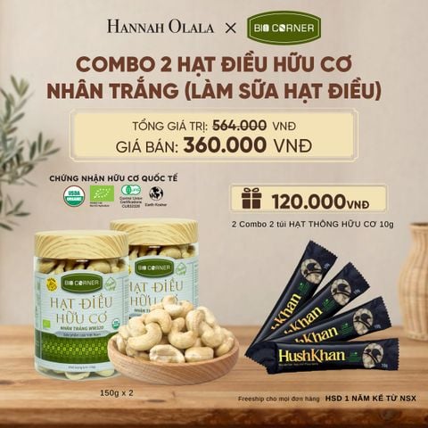  COMBO 2 HẠT ĐIỀU NHÂN TRẮNG (LÀM SỮA HẠT ĐIỀU) TẶNG 2 COMBO 2 TÚI HẠT THÔNG HỮU CƠ 10G - D309 