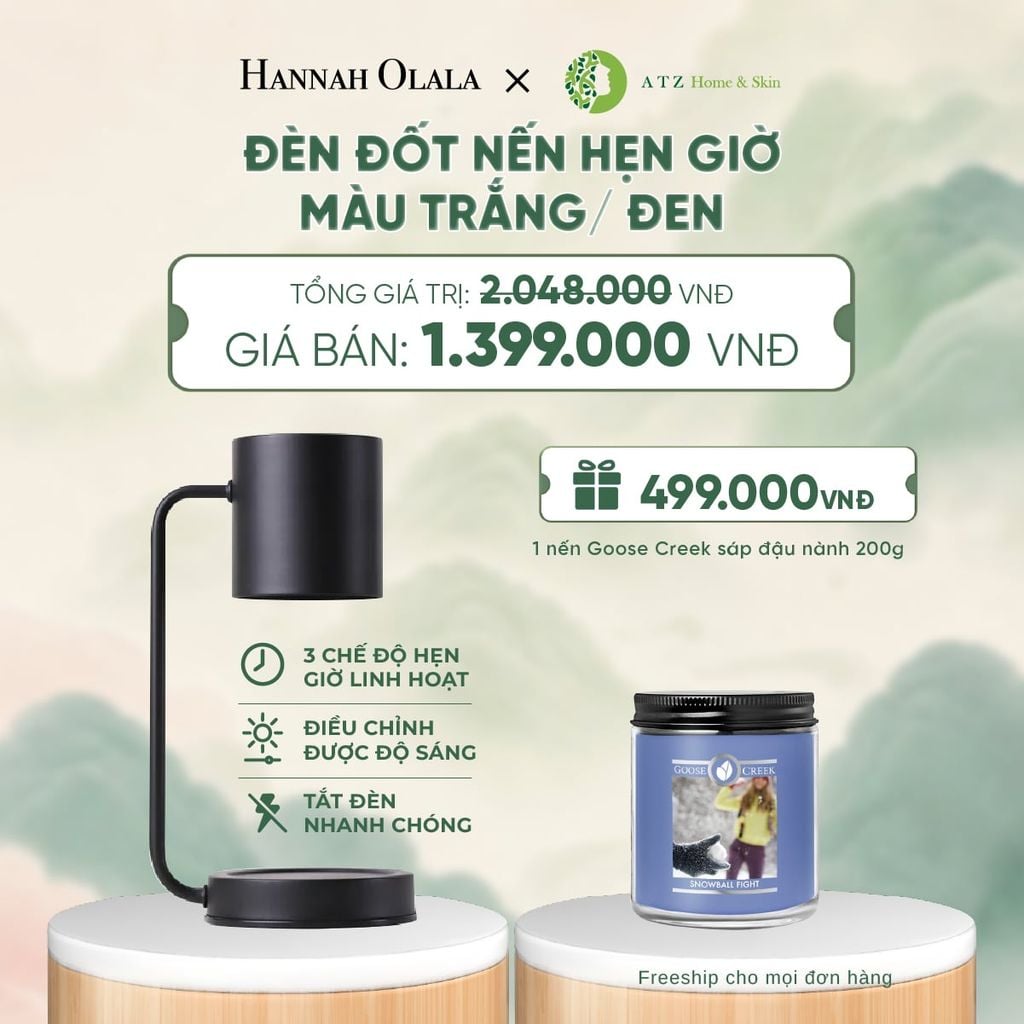  ĐÈN ĐỐT NẾN HẸN GIỜ MÀU TRẮNG/ ĐEN DEAL 3: - A1364 