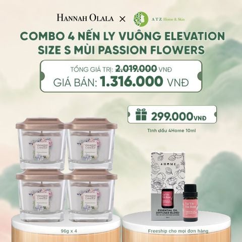  COMBO 4 NẾN LY VUÔNG ELEVATION SIZE S MÙI PASSION FLOWERS DEAL 5: - A1380 