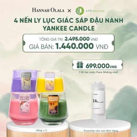  4 NẾN LY LỤC GIÁC SÁP ĐẬU NÀNH YANKEE CANDLE DEAL 7: - A1387 