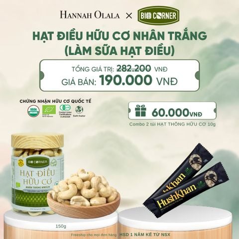  HẠT ĐIỀU NHÂN TRẮNG (LÀM SỮA HẠT ĐIỀU) TẶNG COMBO 2 TÚI HẠT THÔNG HỮU CƠ 10G - A1345 