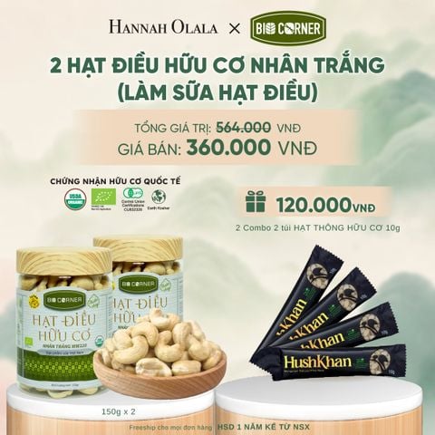  COMBO 2 HẠT ĐIỀU NHÂN TRẮNG (LÀM SỮA HẠT ĐIỀU) TẶNG 2 COMBO 2 TÚI HẠT THÔNG HỮU CƠ 10G - A1346 