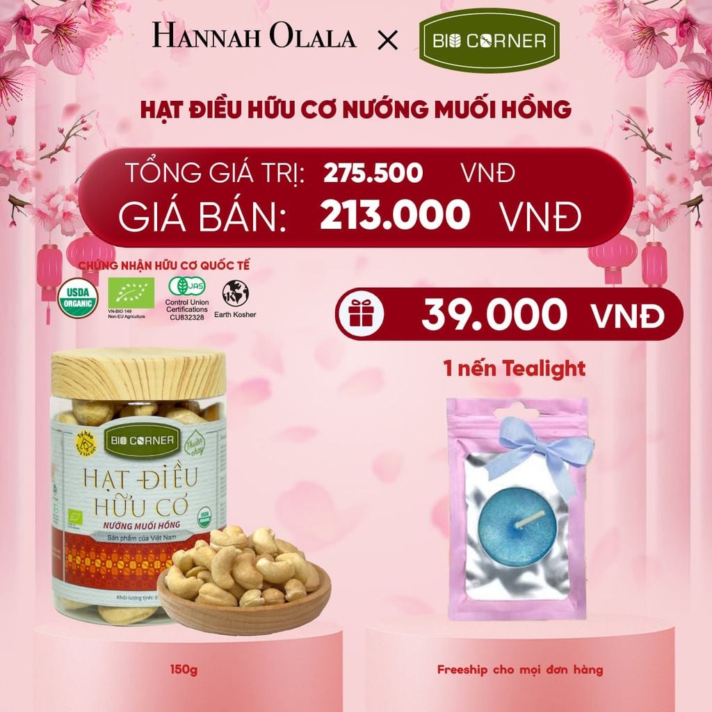  DEAL 9: 1 HỘP HẠT ĐIỀU HỮU CƠ (150G) (VỊ TÙY CHỌN) 