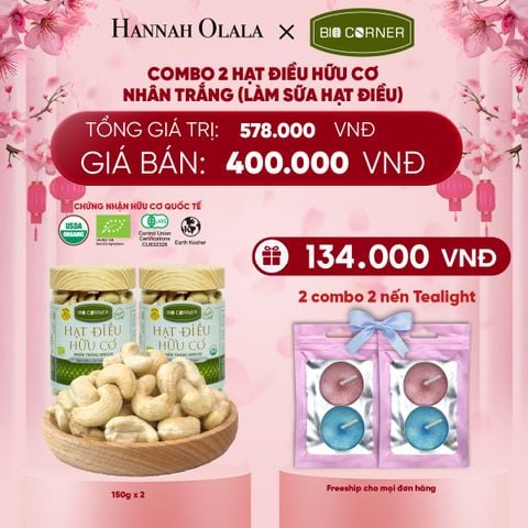  DEAL 8: COMBO 2 HẠT ĐIỀU HỮU CƠ NHÂN TRẮNG (LÀM SỮA HẠT ĐIỀU) (150G) 