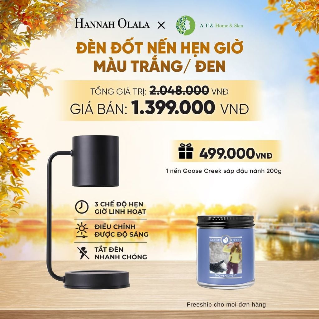  DEAL 3: ĐÈN ĐỐT NẾN HẸN GIỜ MÀU TRẮNG/ ĐEN - E1717 