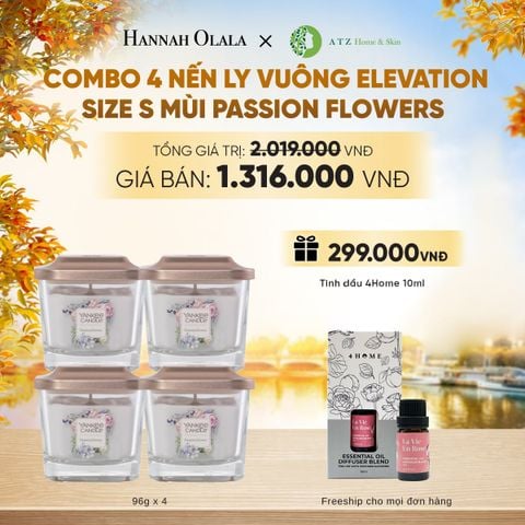  DEAL 5: MUA COMBO 4 NẾN LY VUÔNG ELEVATION SIZE S MÙI PASSION FLOWERS - E1734 
