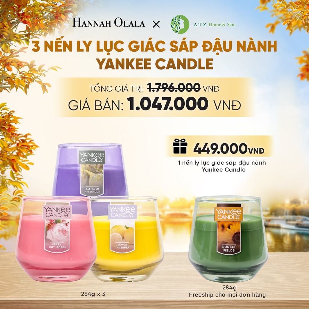  DEAL 7: MUA 3 NẾN LY LỤC GIÁC SÁP ĐẬU NÀNH YANKEE CANDLE 284G - E1743 