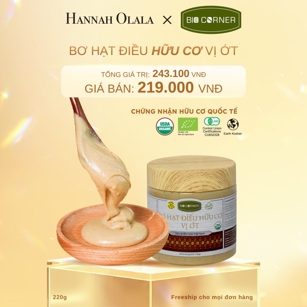  C395_DEAL 10: 1 HỘP BƠ HẠT ĐIỀU HỮU CƠ (220G) (VỊ TÙY CHỌN) 