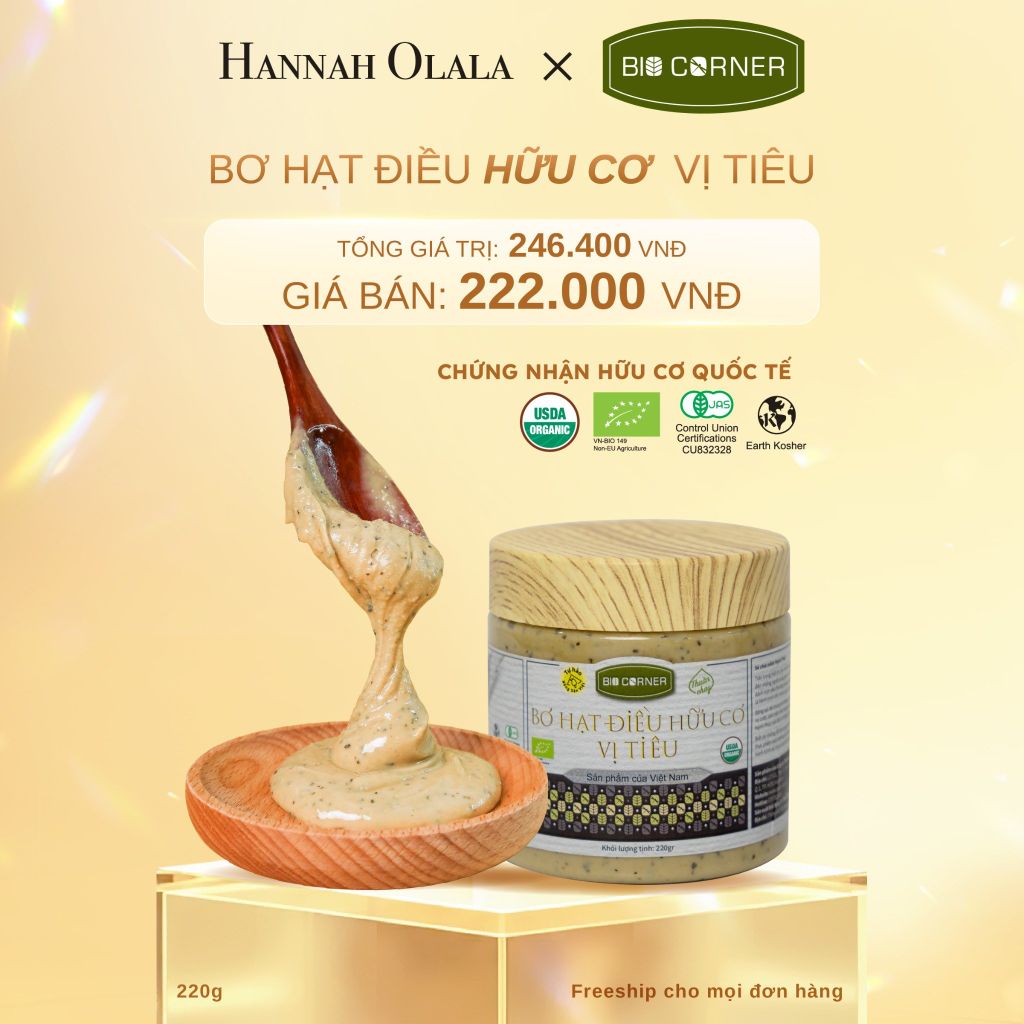  C395_DEAL 10: 1 HỘP BƠ HẠT ĐIỀU HỮU CƠ (220G) (VỊ TÙY CHỌN) 
