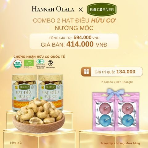  C401_DEAL 5: COMBO 2 HẠT ĐIỀU NƯỚNG MỘC (150G) 
TẶNG 2 COMBO 2 NẾN TEALIGHT TRỊ GIÁ 134,000Đ 