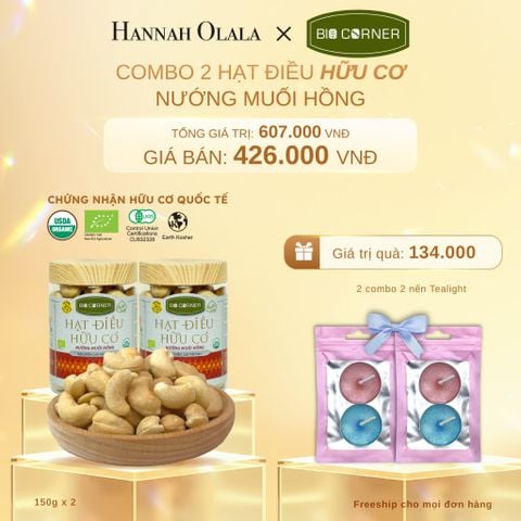  C402_DEAL 6: COMBO 2 HẠT ĐIỀU VỊ MUỐI HỒNG (150G)
TẶNG 2 COMBO 2 NẾN TEALIGHT TRỊ GIÁ 134,000Đ 