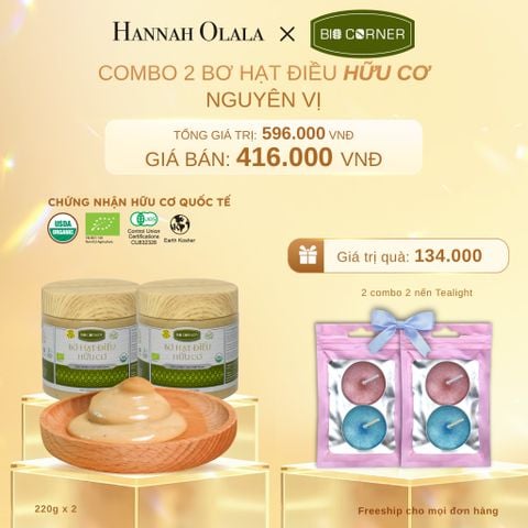  C403_DEAL 7: COMBO 2 BƠ HẠT ĐIỀU NGUYÊN VỊ (220G)
TẶNG 2 COMBO 2 NẾN TEALIGHT TRỊ GIÁ 134,000Đ 