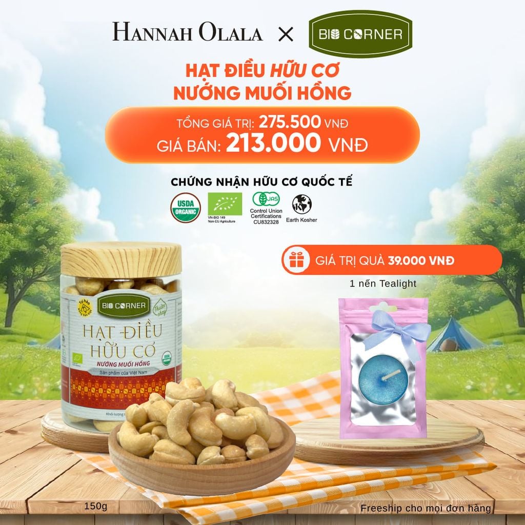  DEAL 9: 1 HỘP HẠT ĐIỀU HỮU CƠ (150G) (VỊ TÙY CHỌN) 