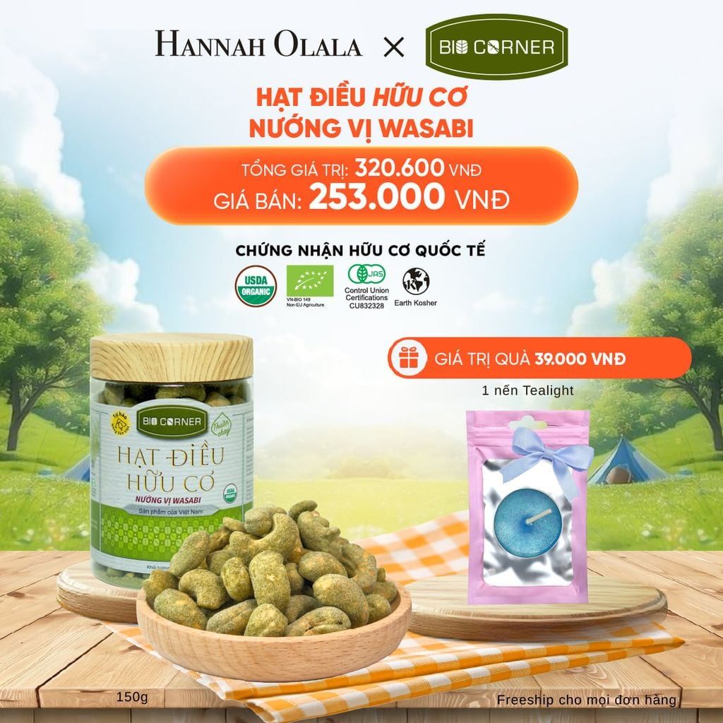  DEAL 9: 1 HỘP HẠT ĐIỀU HỮU CƠ (150G) (VỊ TÙY CHỌN) 