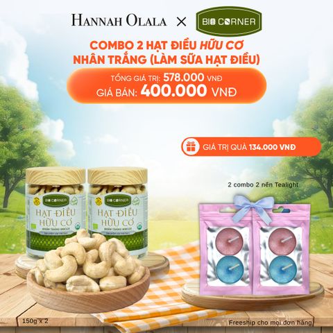  DEAL 8: COMBO 2 HẠT ĐIỀU HỮU CƠ NHÂN TRẮNG (LÀM SỮA HẠT ĐIỀU) (150G) 