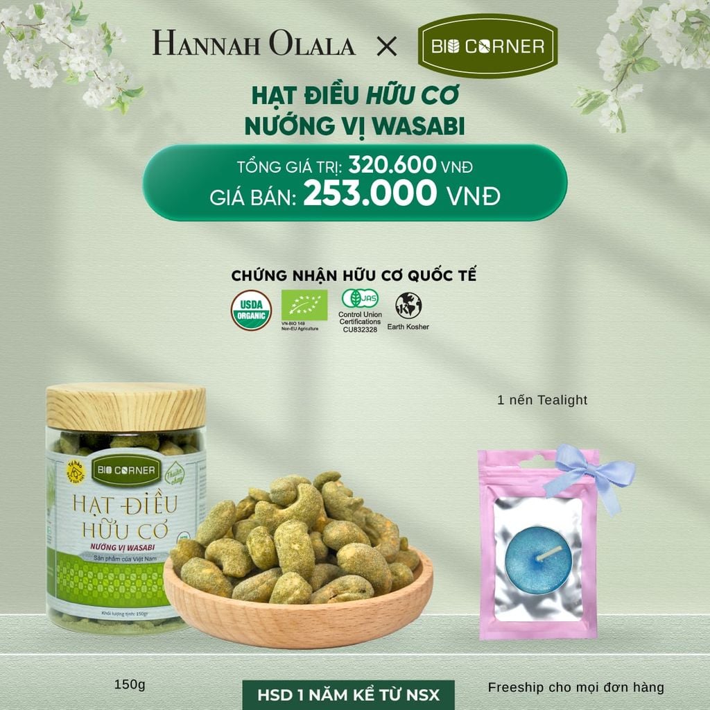 DEAL 9: 1 HỘP HẠT ĐIỀU HỮU CƠ (150G) (VỊ TÙY CHỌN) 