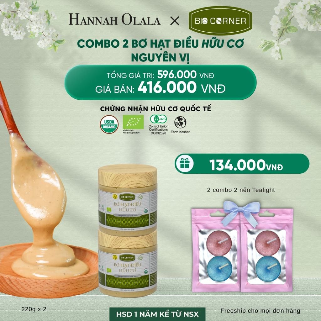  DEAL 7: COMBO 2 BƠ HẠT ĐIỀU NGUYÊN VỊ (220G) 