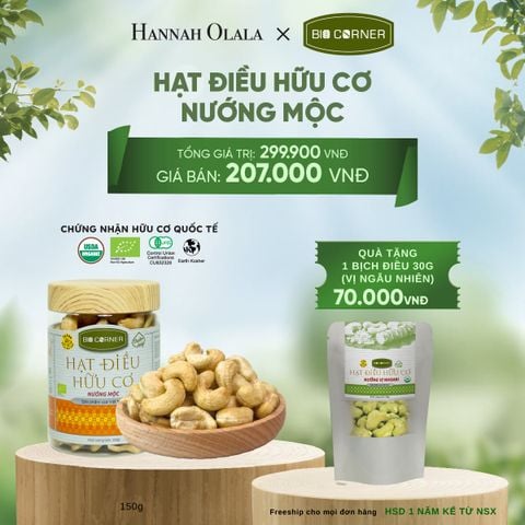  E160_DEAL 9: 1 HỘP HẠT ĐIỀU HỮU CƠ (150G) (VỊ TÙY CHỌN) 