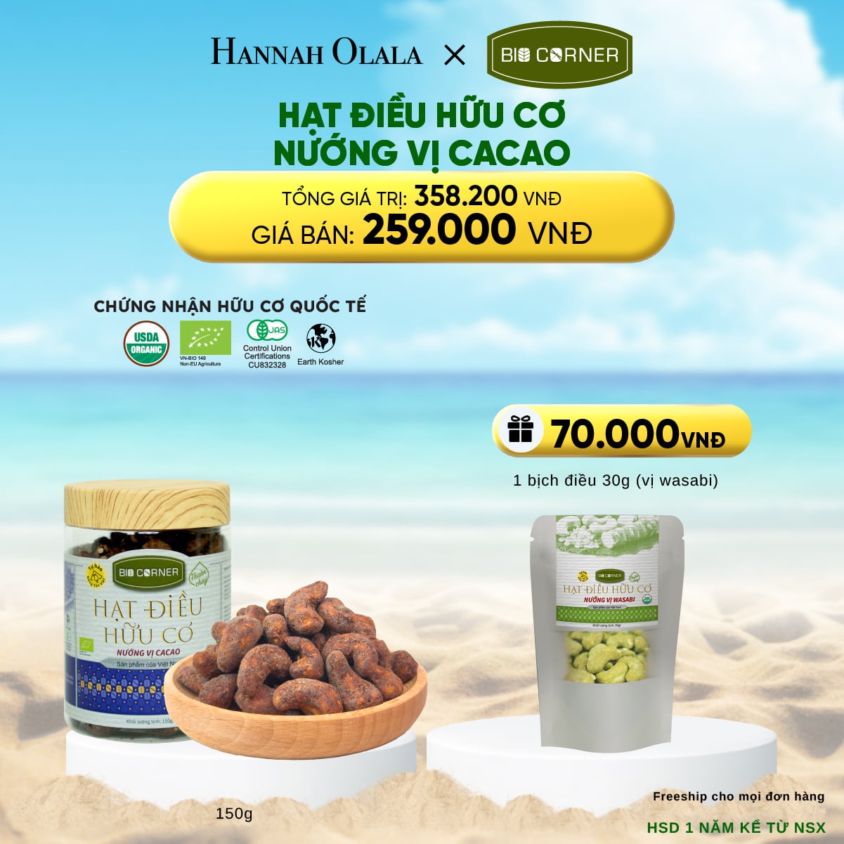 Hạt Điều Hữu Cơ 150g