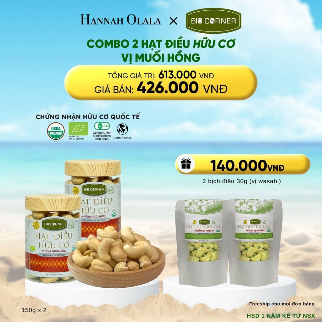  DEAL 6: COMBO 2 HẠT ĐIỀU VỊ MUỐI HỒNG (150G) 