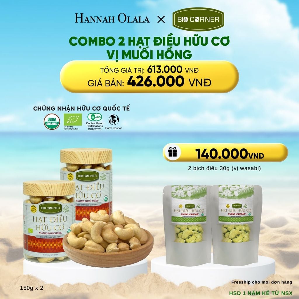  COMBO 2 HẠT ĐIỀU VỊ MUỐI HỒNG (150G) 