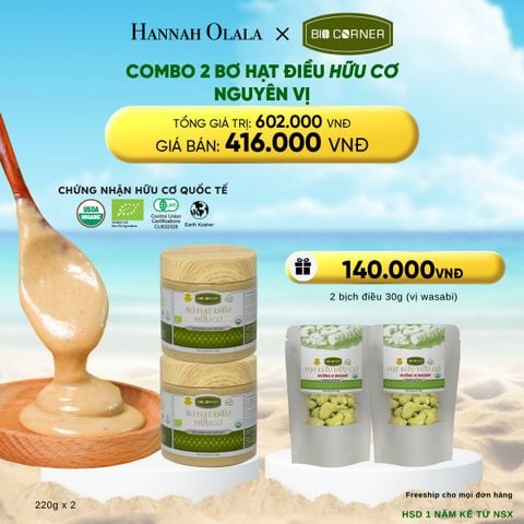  DEAL 7: COMBO 2 BƠ HẠT ĐIỀU NGUYÊN VỊ (220G) 