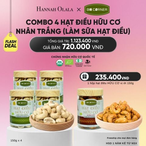  COMBO 4 HỘP HẠT ĐIỀU NHÂN TRẮNG (LÀM SỮA HẠT ĐIỀU) 150G - DEAL 3_A2119 