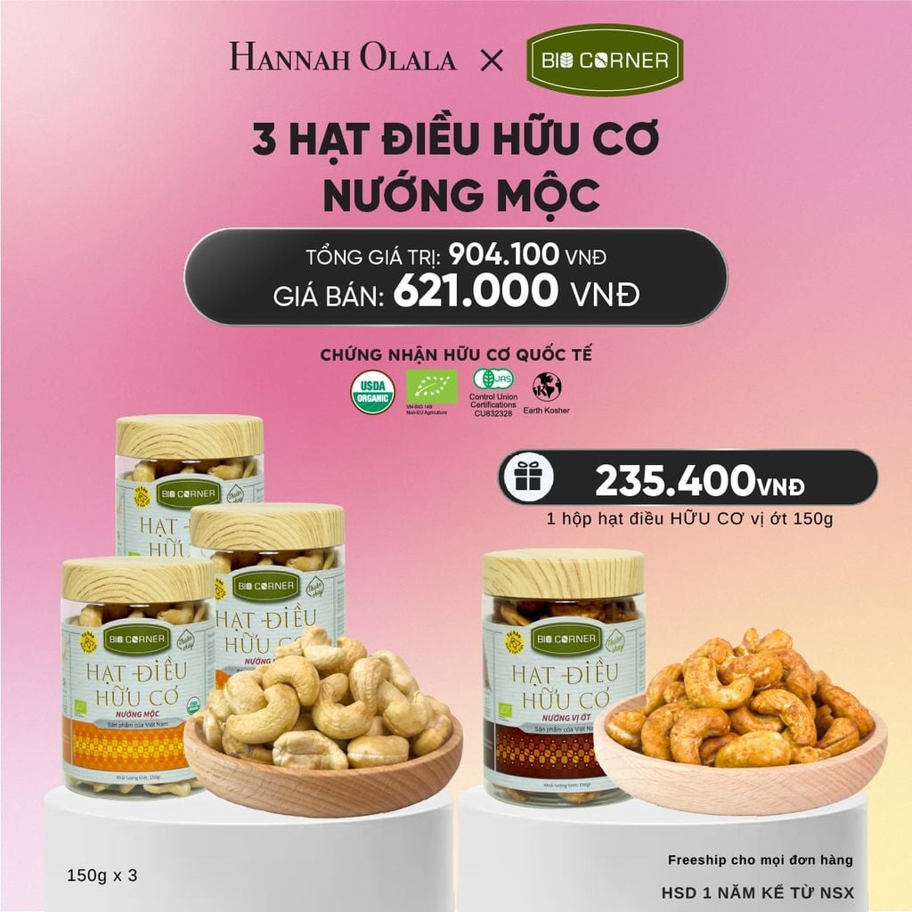  COMBO 3 HỘP HẠT ĐIỀU NƯỚNG MỘC 150G - DEAL 4_A2120 