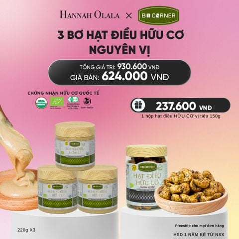  COMBO 3 HỘP BƠ HẠT ĐIỀU NGUYÊN VỊ 220G - DEAL 9_A2125 