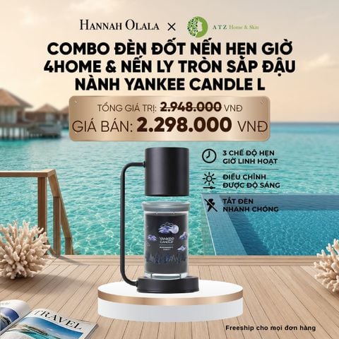  MUA ĐÈN ĐỐT NẾN HẸN GIỜ 4HOME VÀ NẾN LY TRÒN SÁP ĐẬU NÀNH YANKEE CANDLE SIZE L_ D907 