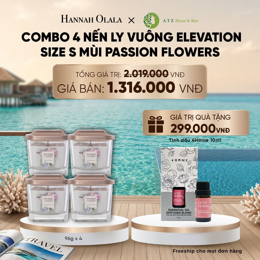 MUA COMBO 4 NẾN LY VUÔNG ELEVATION SIZE S MÙI PASSION FLOWERS_ D1271 