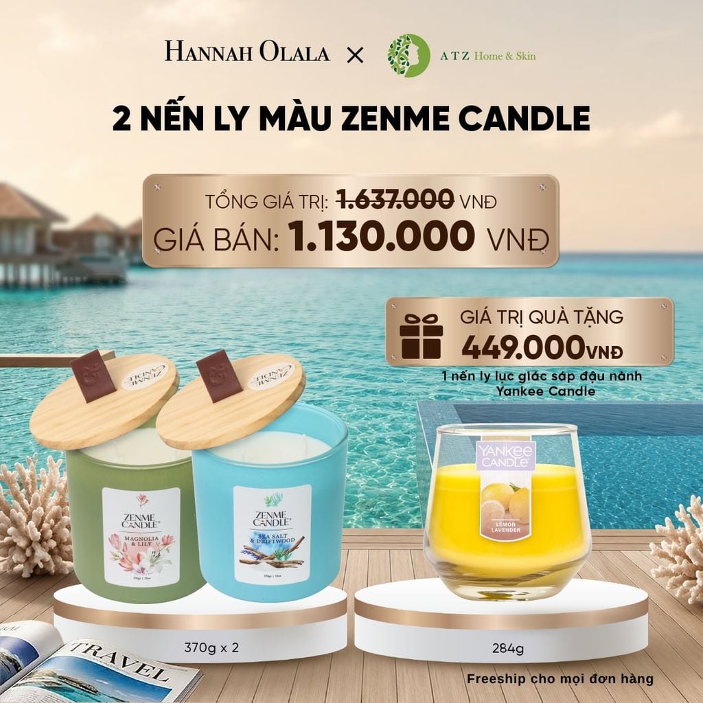  MUA 2 NẾN LY MÀU ZENME CANDLE 370G_ D979 