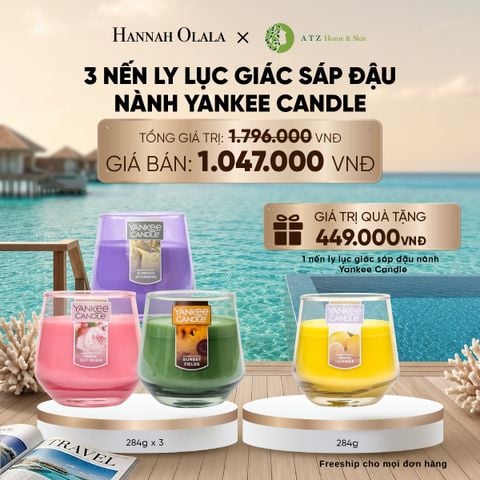  MUA 3 NẾN LY LỤC GIÁC SÁP ĐẬU NÀNH YANKEE CANDLE 284G_ D985 