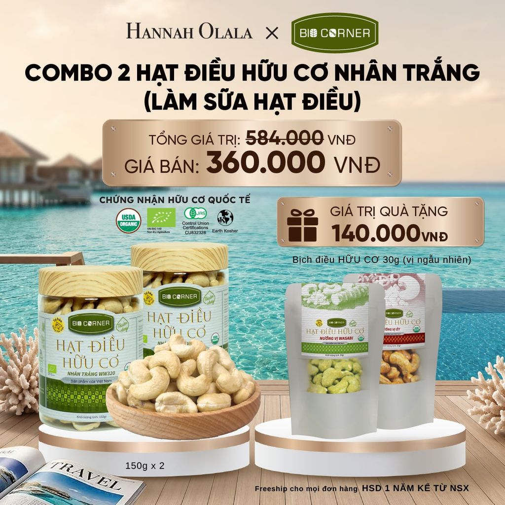  COMBO 2 HỘP HẠT ĐIỀU NHÂN TRẮNG (LÀM SỮA HẠT ĐIỀU) 150G - DEAL 2_ D788 