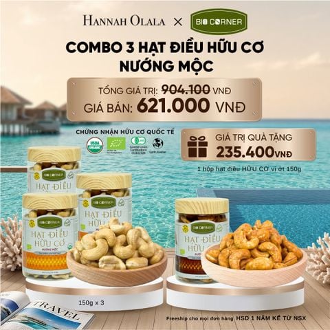  COMBO 3 HỘP HẠT ĐIỀU NƯỚNG MỘC 150G - DEAL 4_ D595 
